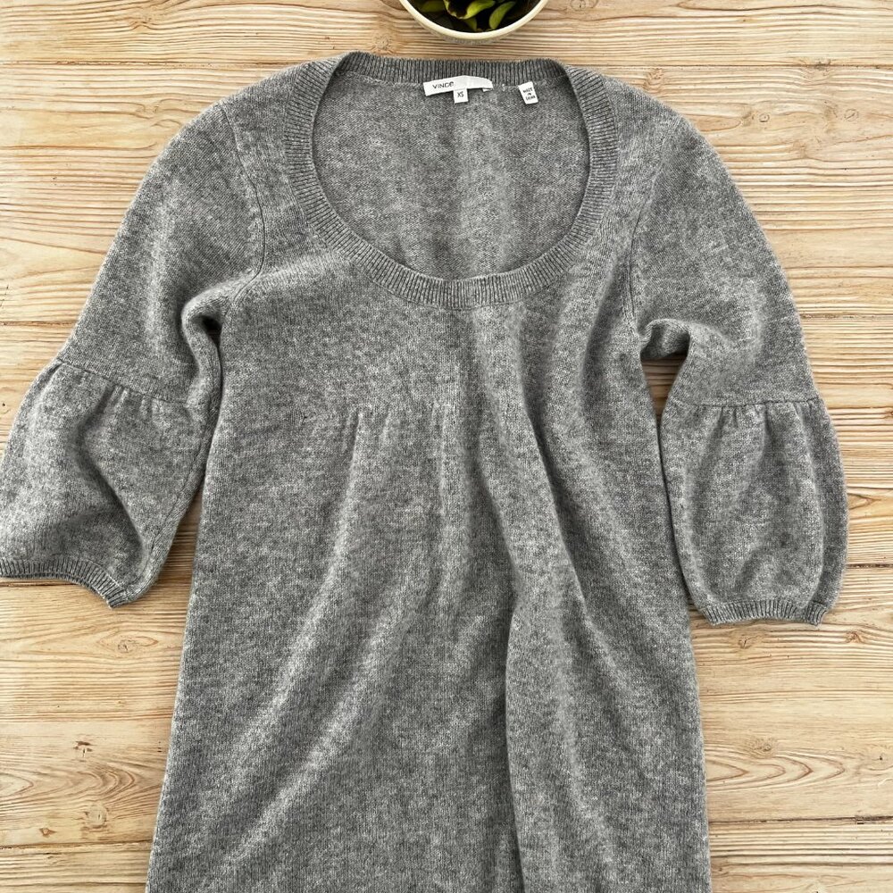 Vince 100% Spring Cashmere Empire Waist Sweater – XS – Heather Gray - Picture 2 of 5